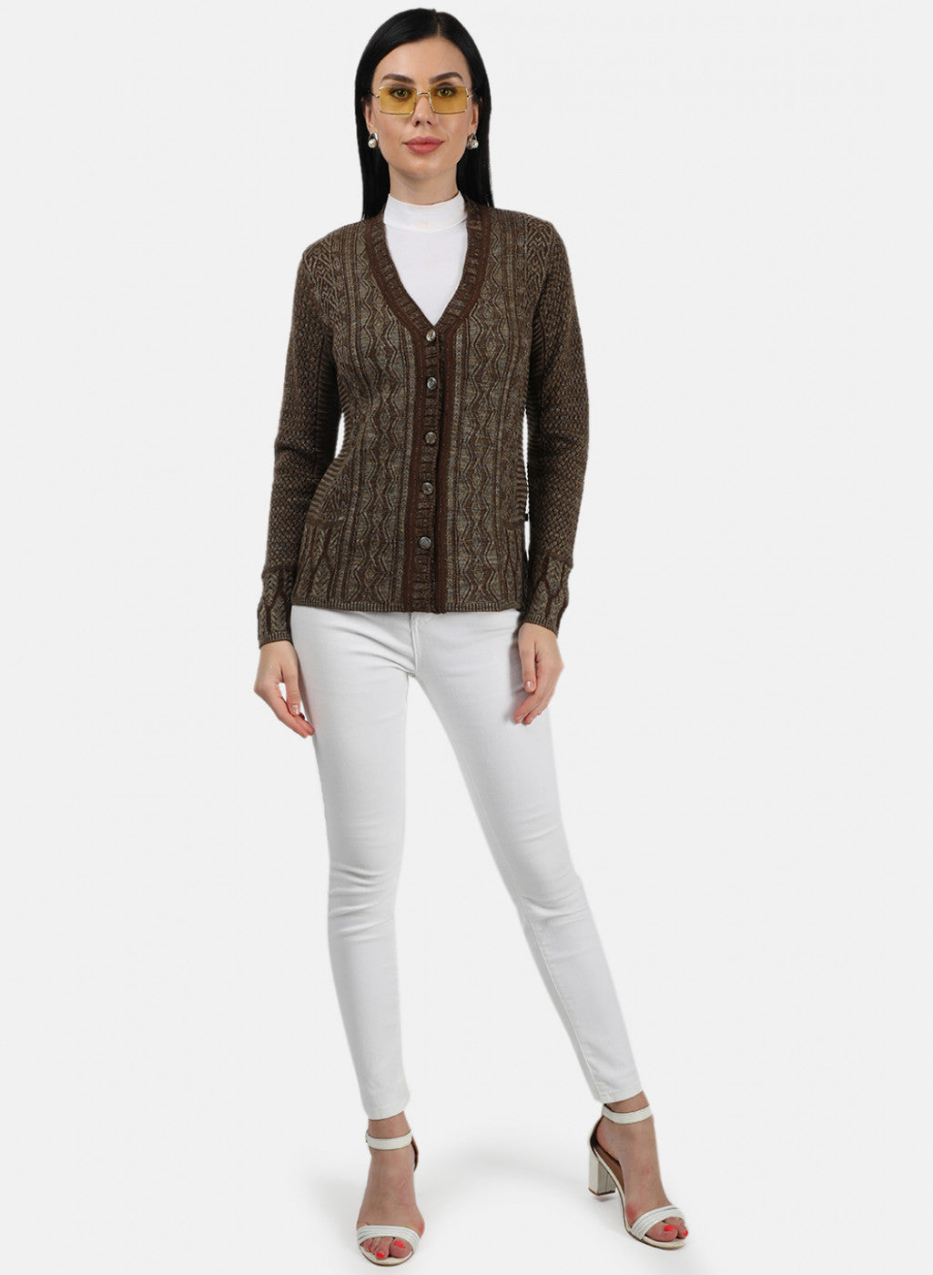 Women Brown Solid Cardigan