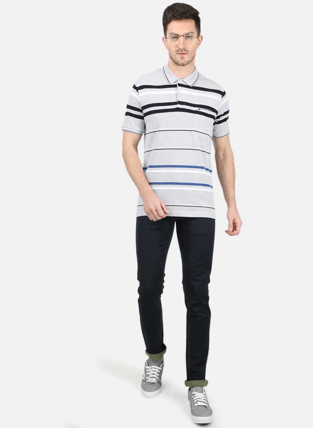 Mens Grey Stripe T-Shirt