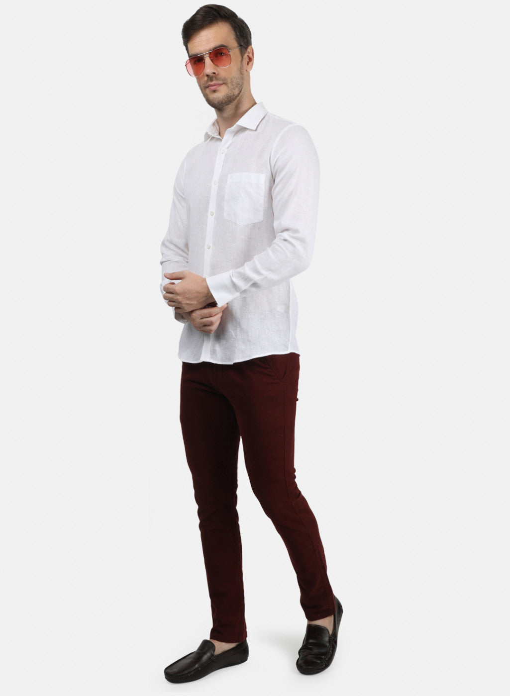 Men White Solid Shirt