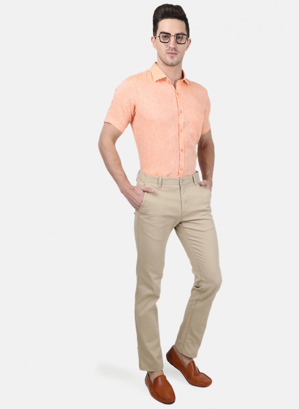 Mens Orange Solid Shirt