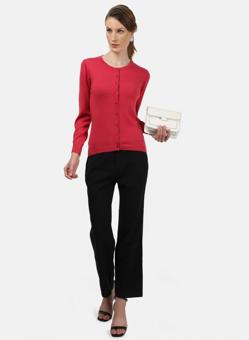 Women Pink Solid Cardigan