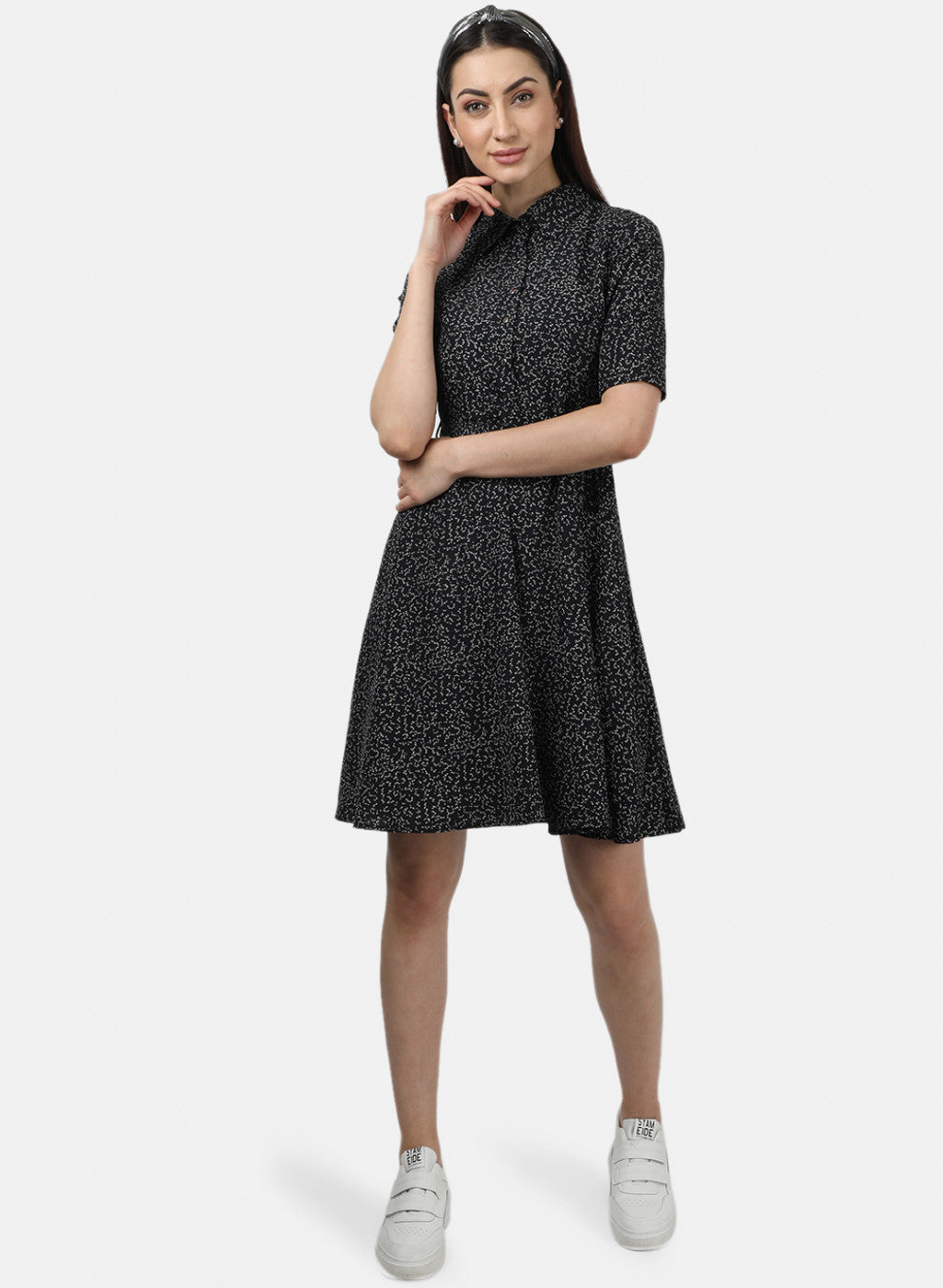 Womens Black Printed Dress