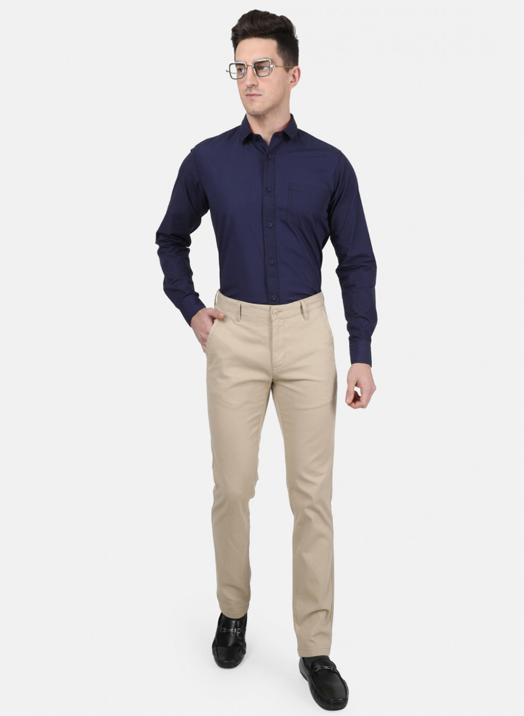 Mens NAvy Blue Solid Shirt