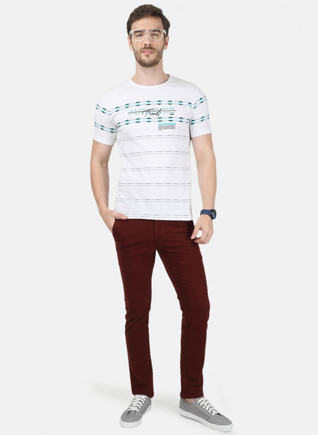 Mens Grey Jaquard T-Shirt