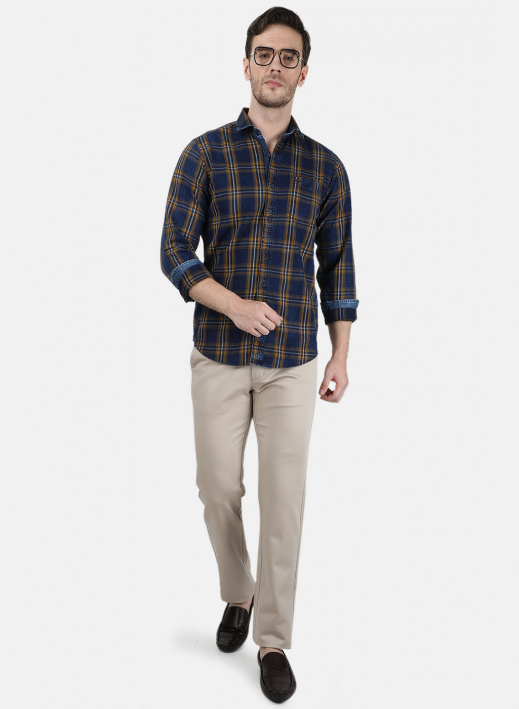 Mens Mustard Check Shirt