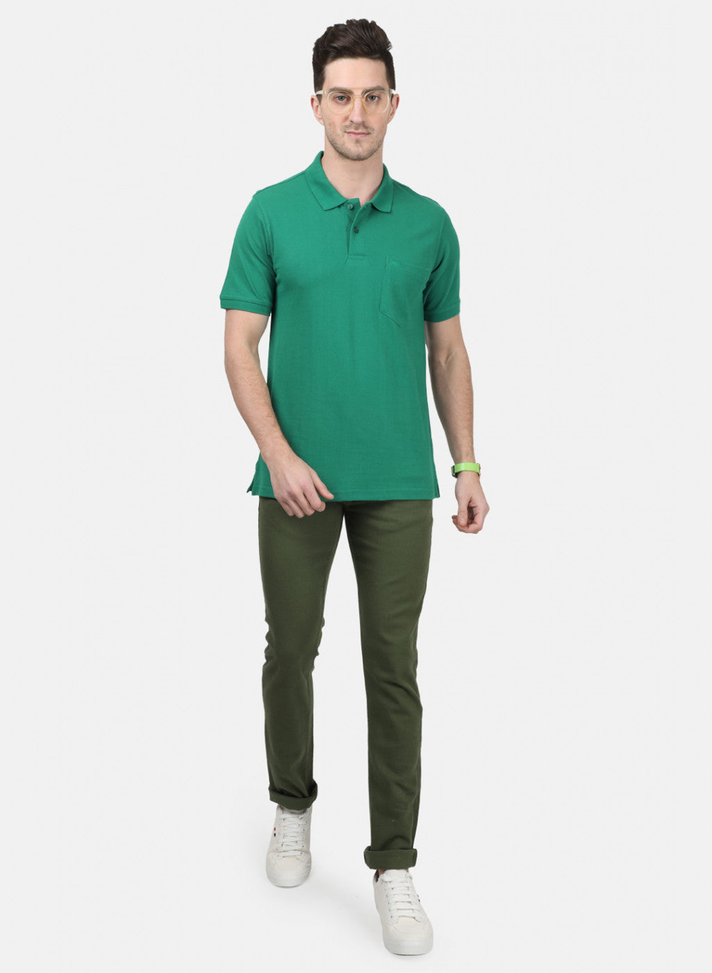 Mens Green Plain T-Shirts