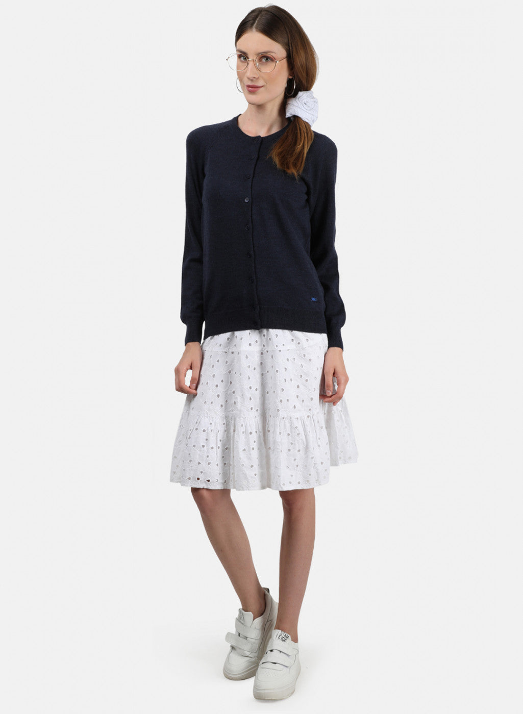 Women NAvy Blue Solid Cardigan