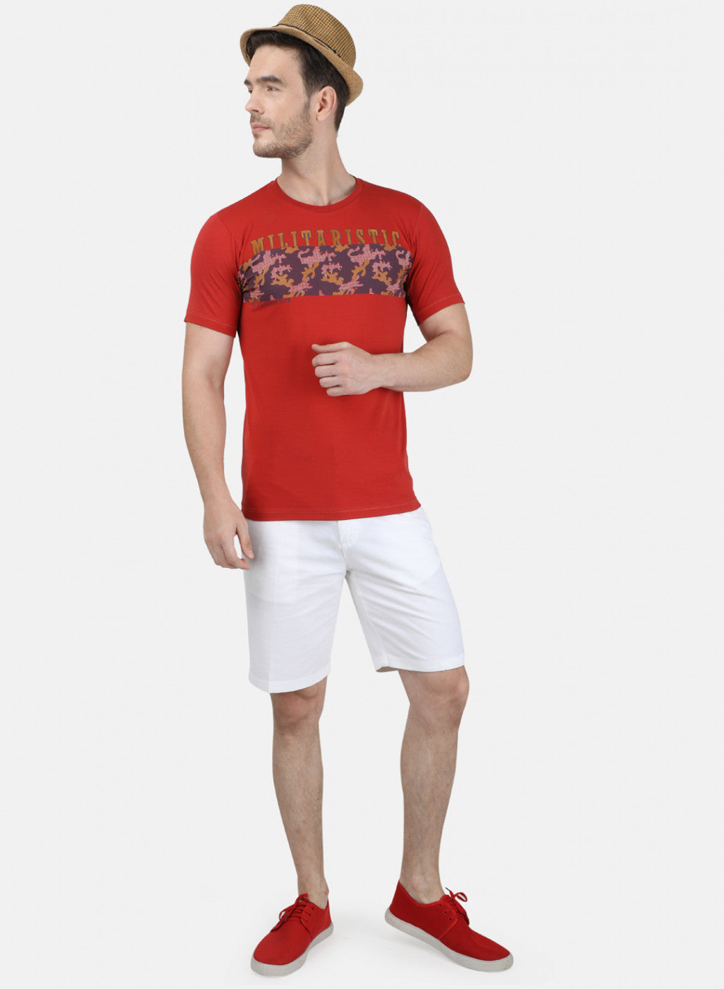 Mens Red Printed T-Shirt