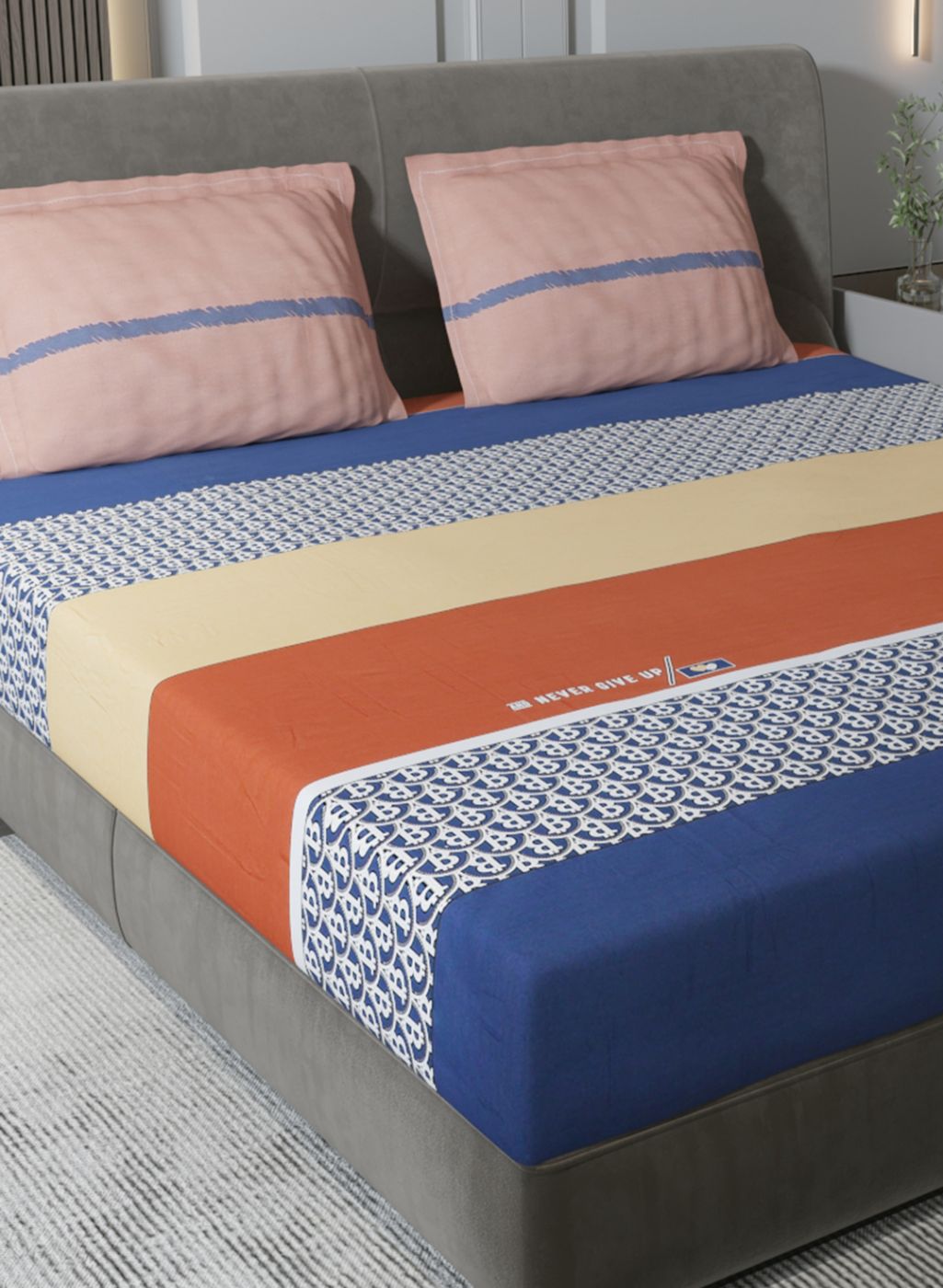 200TC Pure Cotton King Bedsheet with 2 Pillow Covers