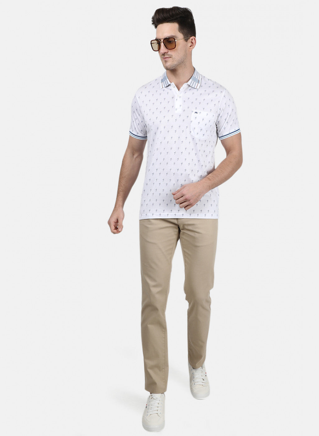 Mens White Printed T-Shirt