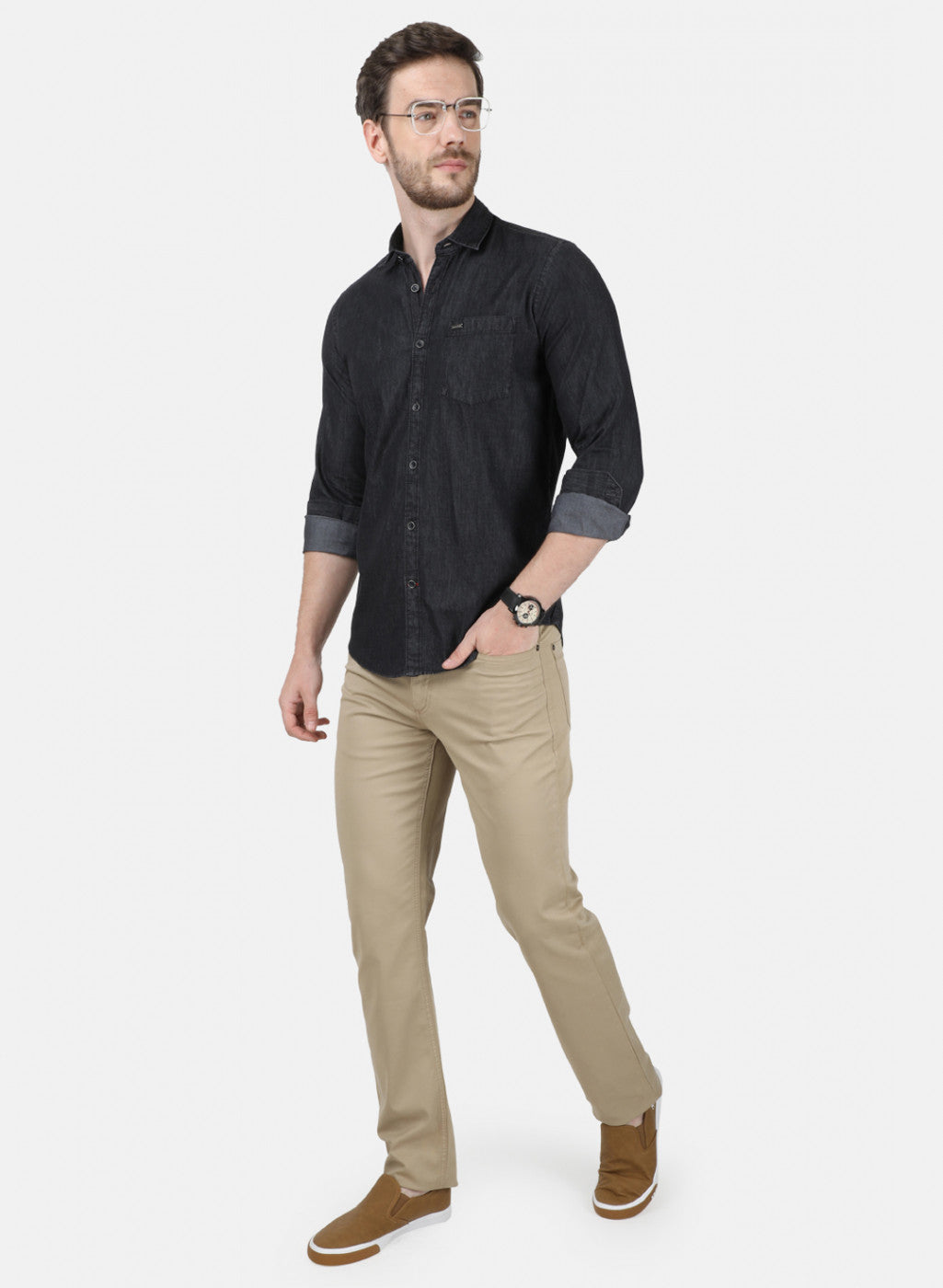 Mens Grey Solid Shirt