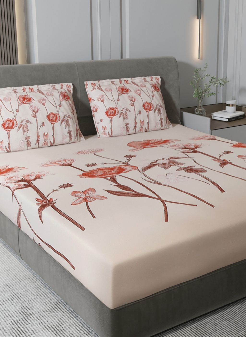 140TC Pure Cotton King Bedsheet with 2 Pillow Covers