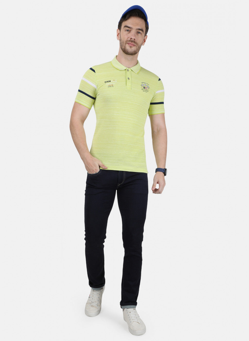 Mens Green Printed Collar T-Shirts