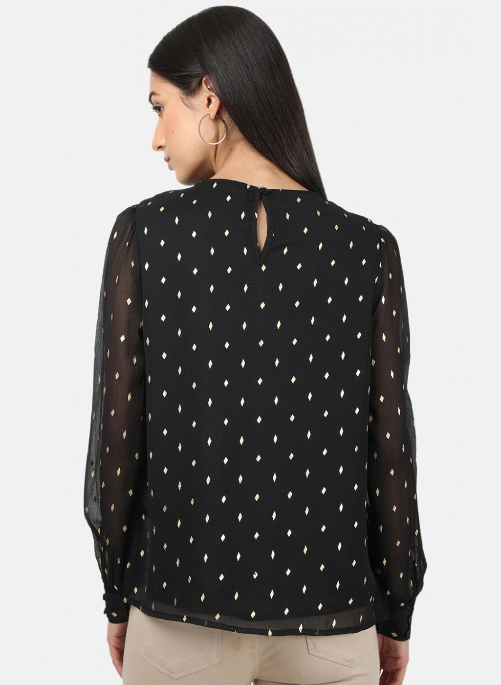 Womens Black Printed Top