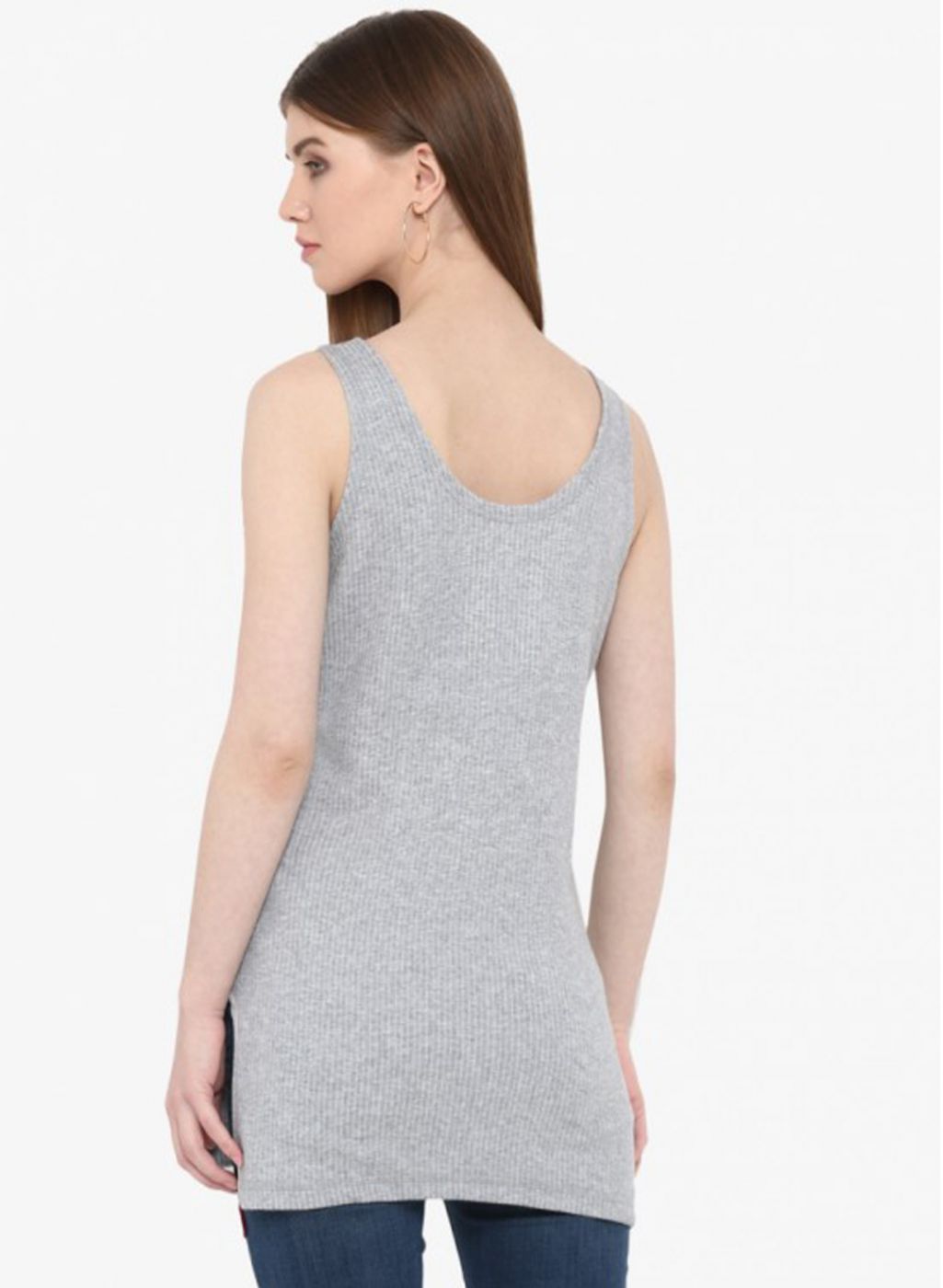 Women Grey Solid Thermal Vest