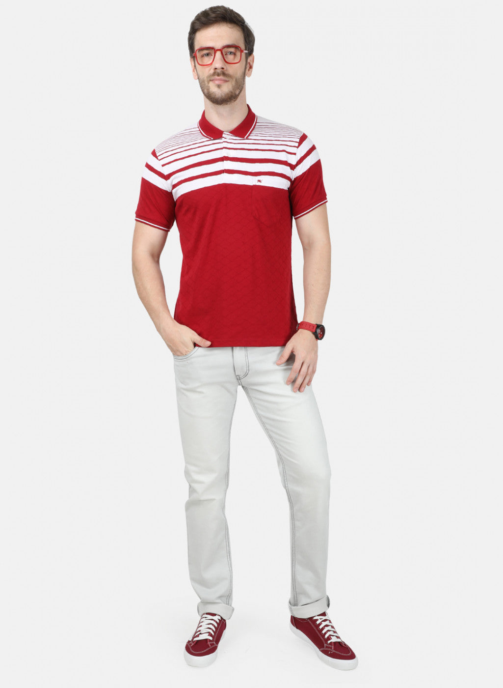 Mens Maroon Stripe T-Shirt