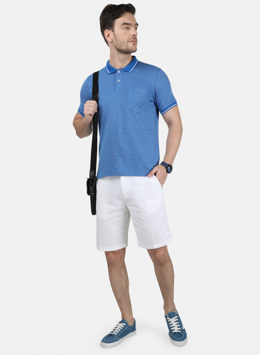 Mens Blue Jaquard T-Shirt