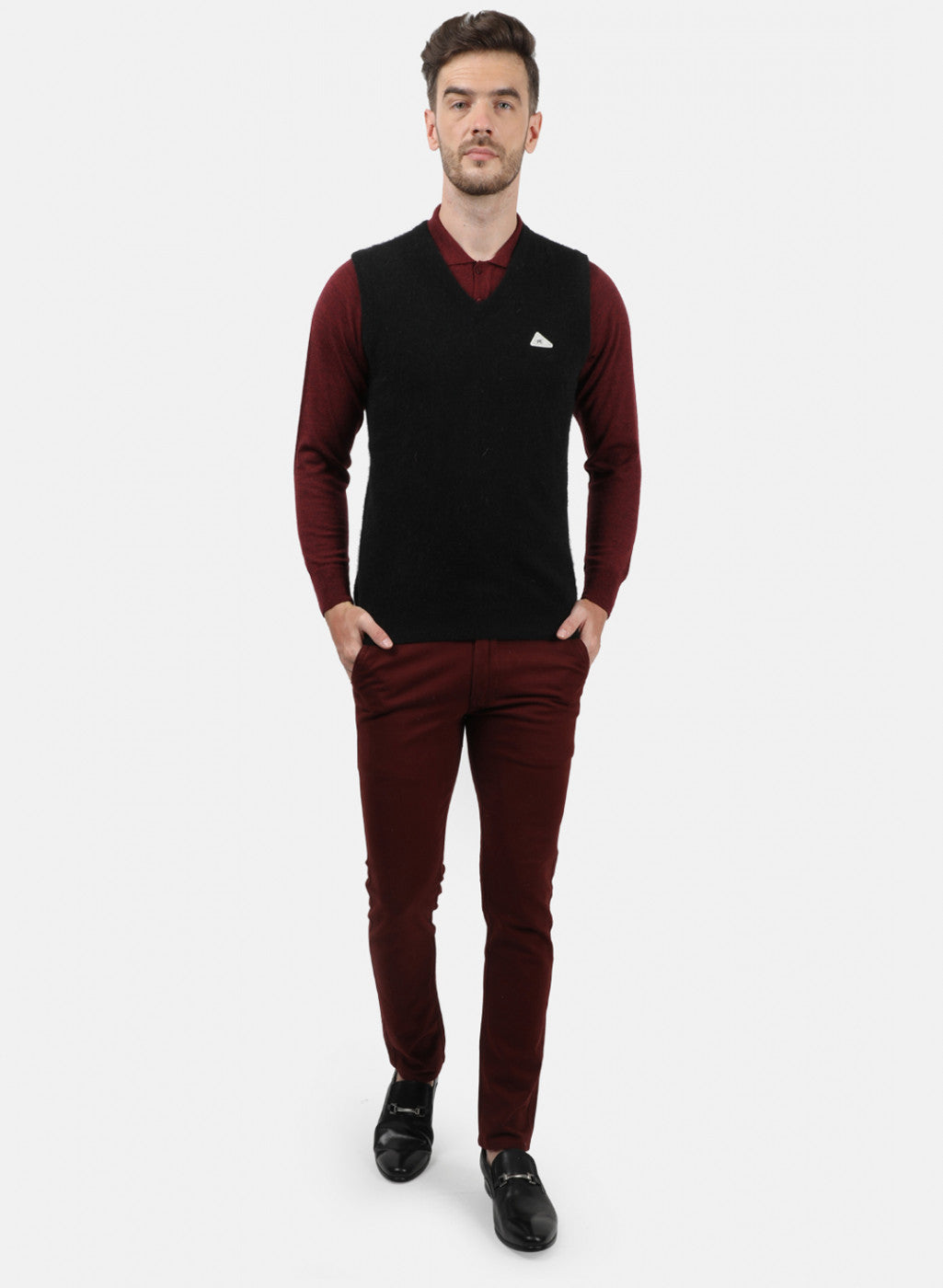 Men Black Solid Sweater