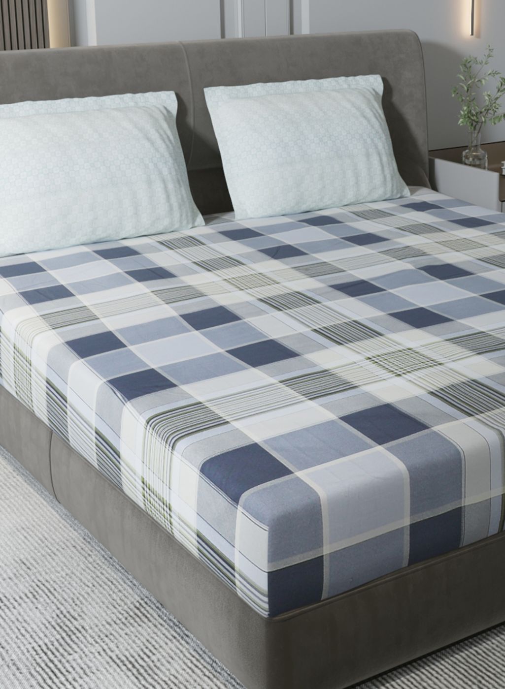 200TC Pure Cotton King Bedsheet with 2 Pillow Covers