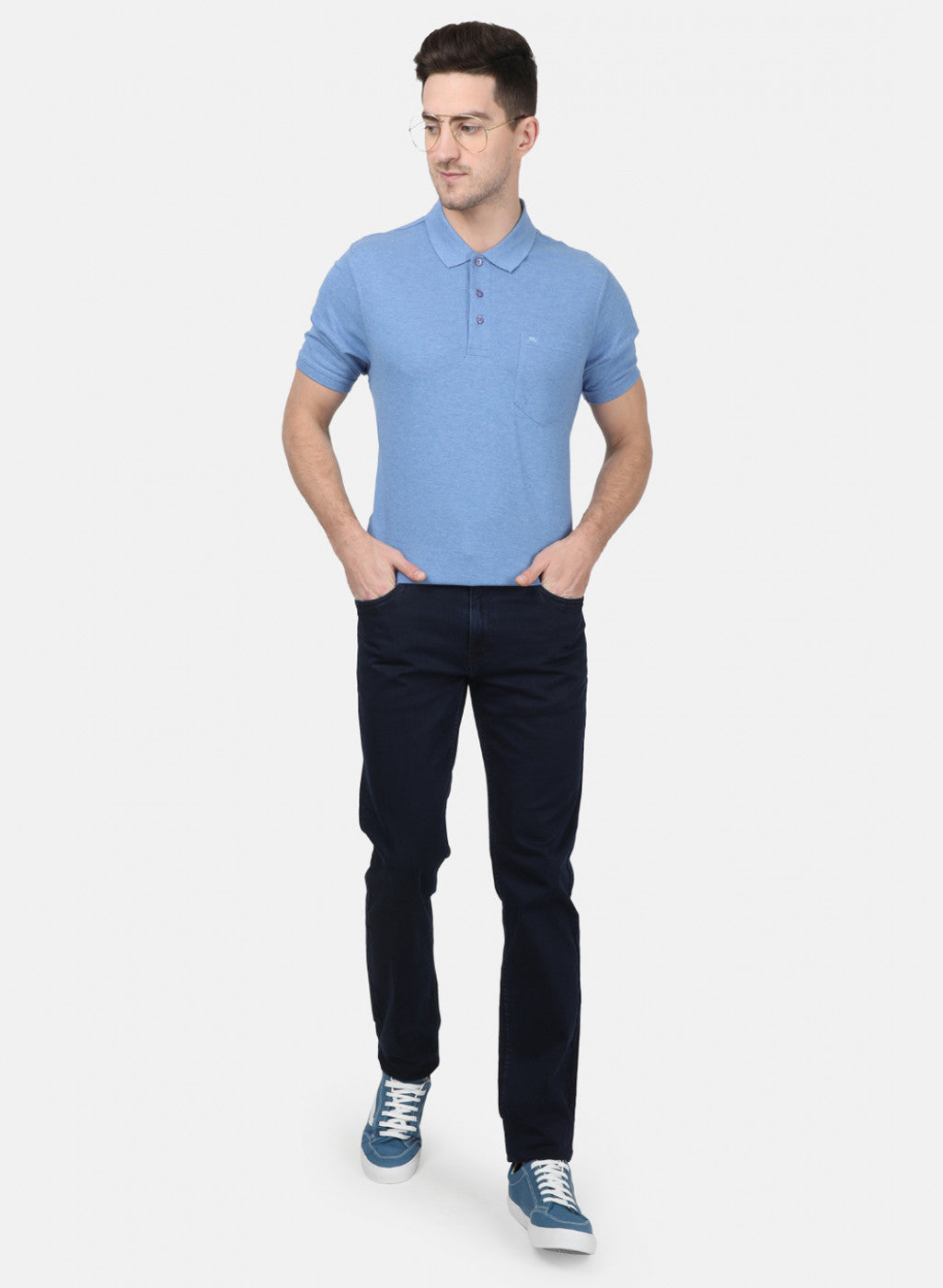Mens Blue Plain T-Shirts
