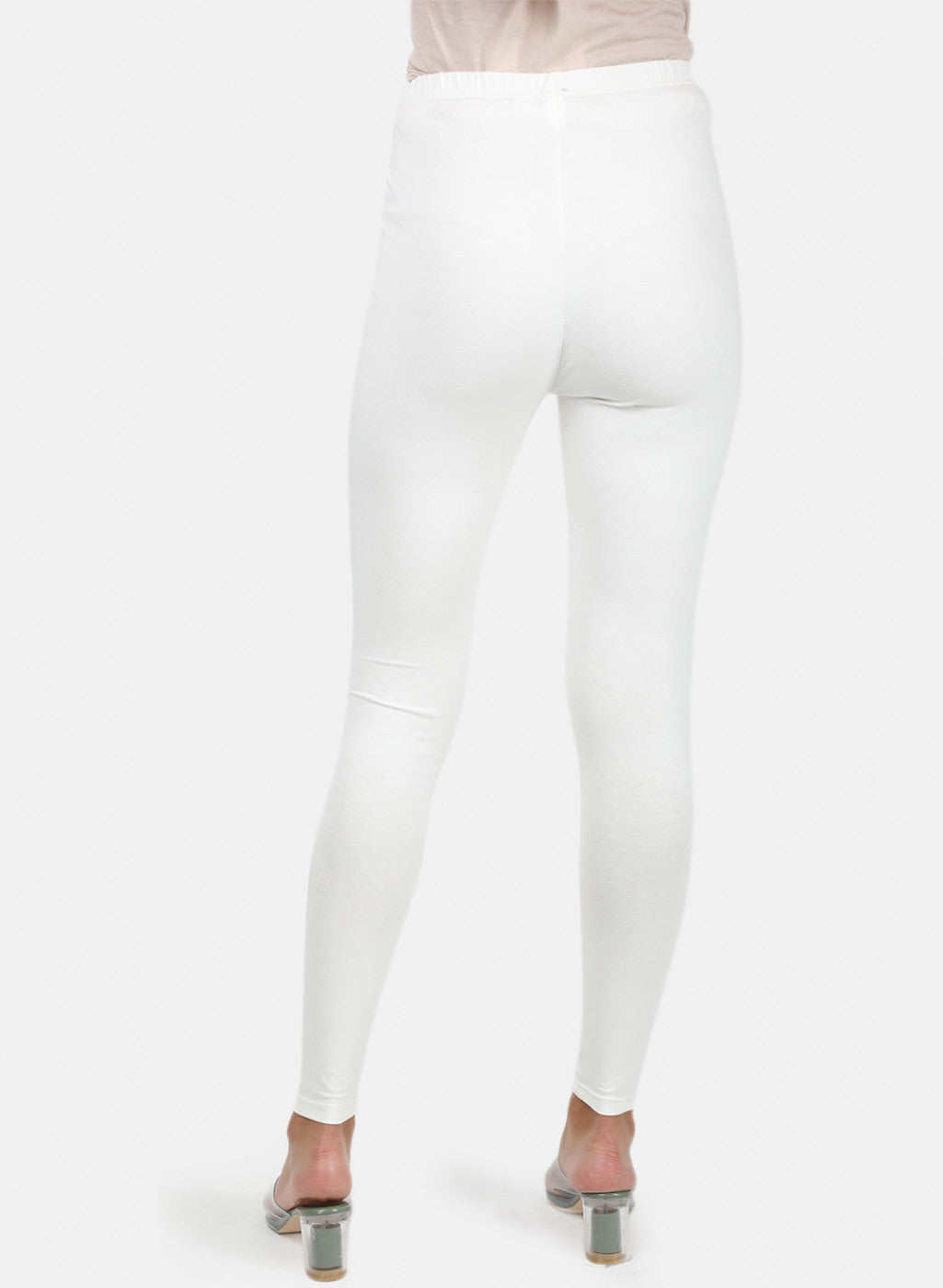 Womens White Plain Legging