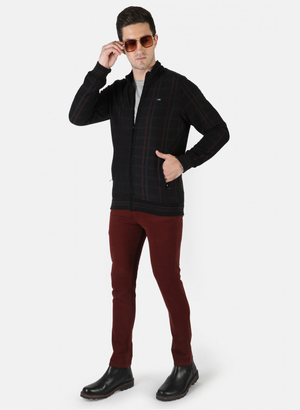 Men Black Check Sweatshirt