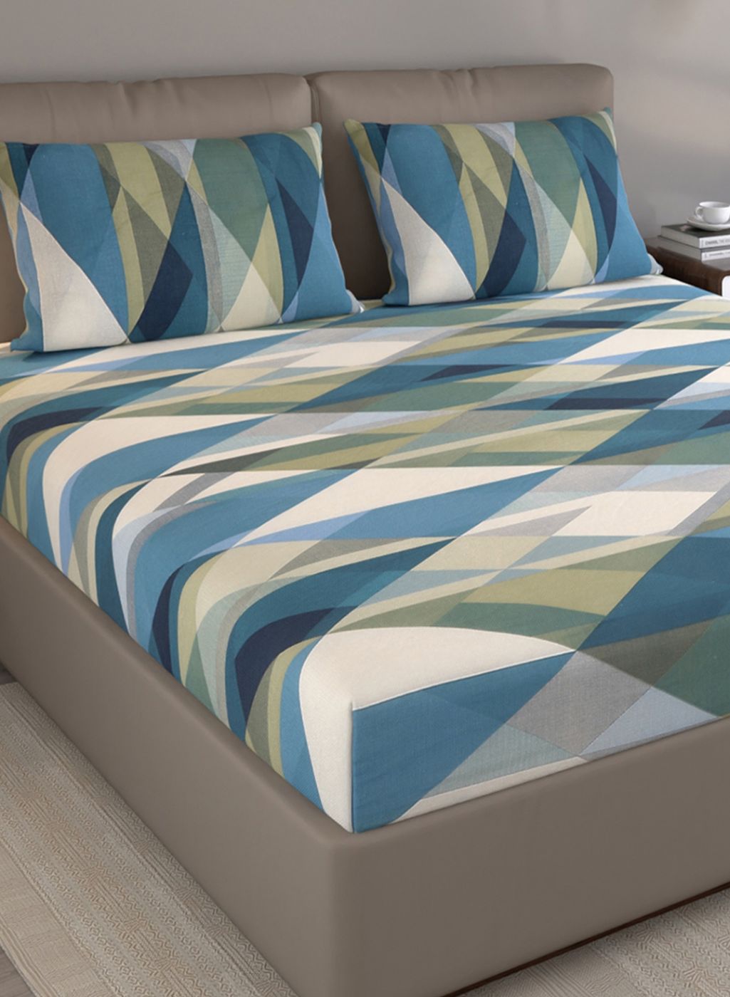 140TC Pure Cotton Queen Bedsheet with 2 Pillow Covers