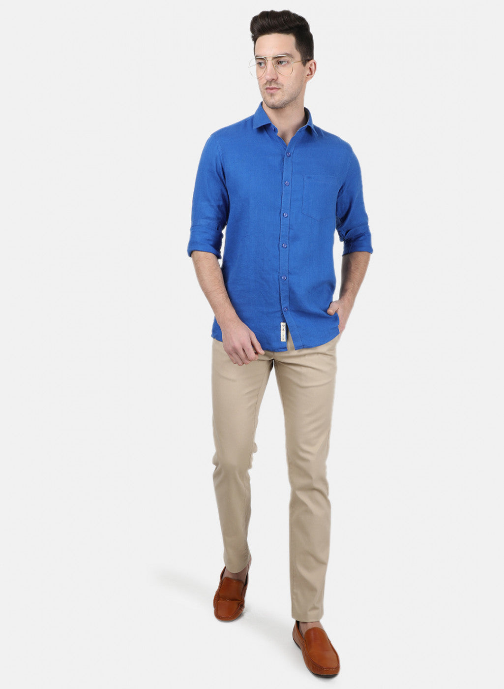 Mens Royal Blue Solid Shirt