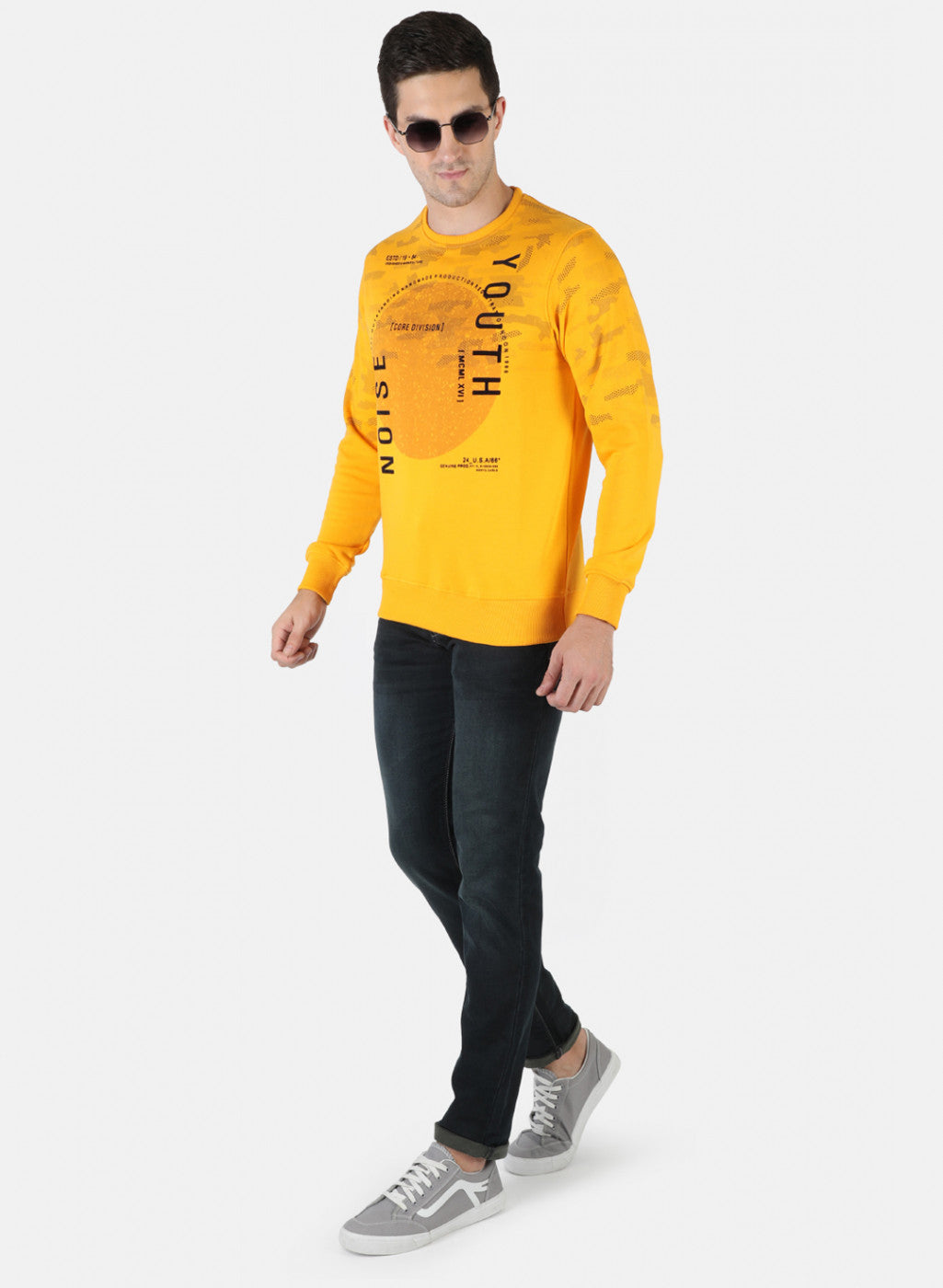 Men Mustard Printed Sweatshirt