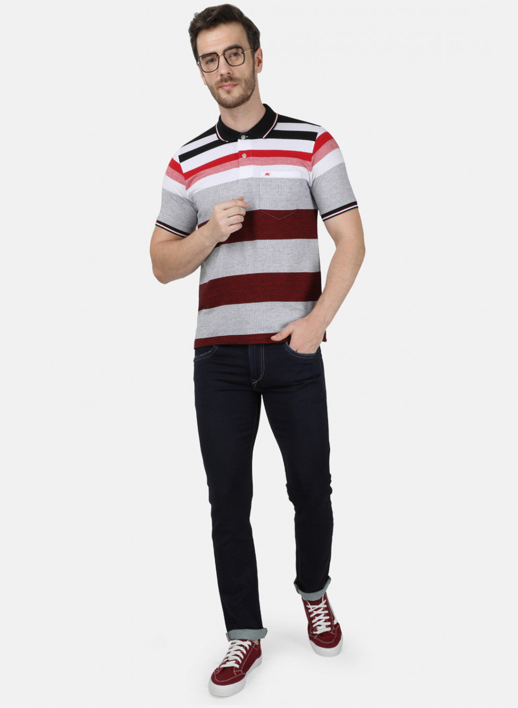 Mens Multi Color Stripe T-Shirt