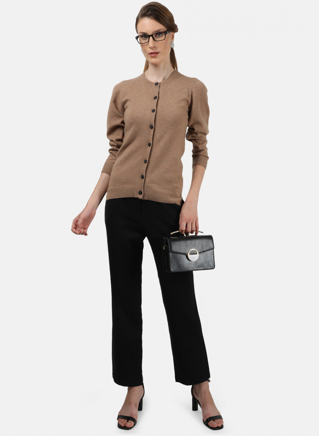 Women Beige Solid Cardigan