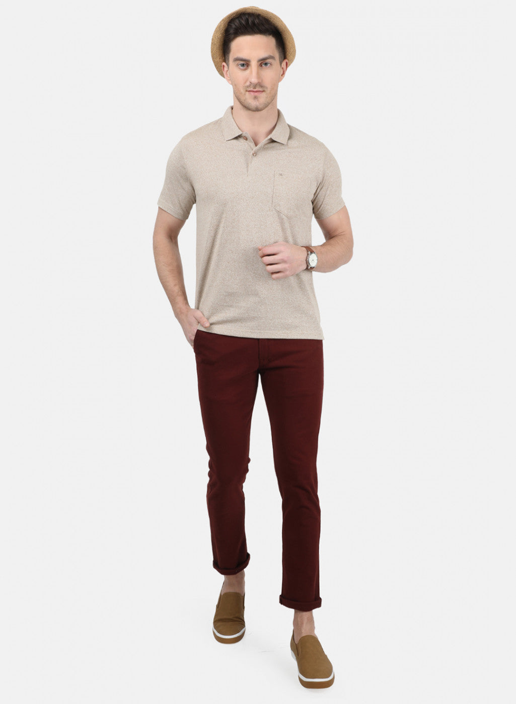 Mens Khaki Plain T-Shirt