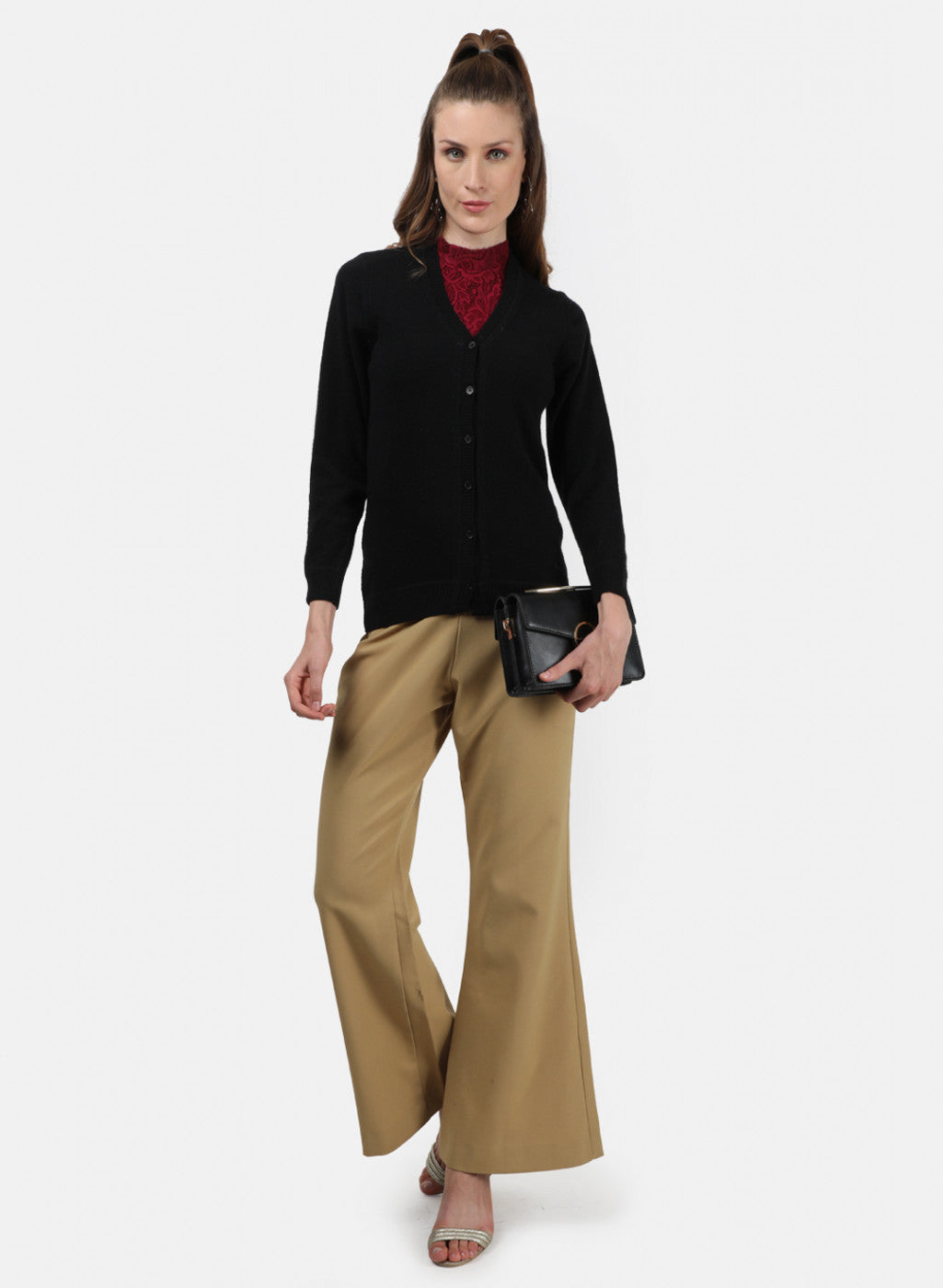 Women Black Solid Cardigan