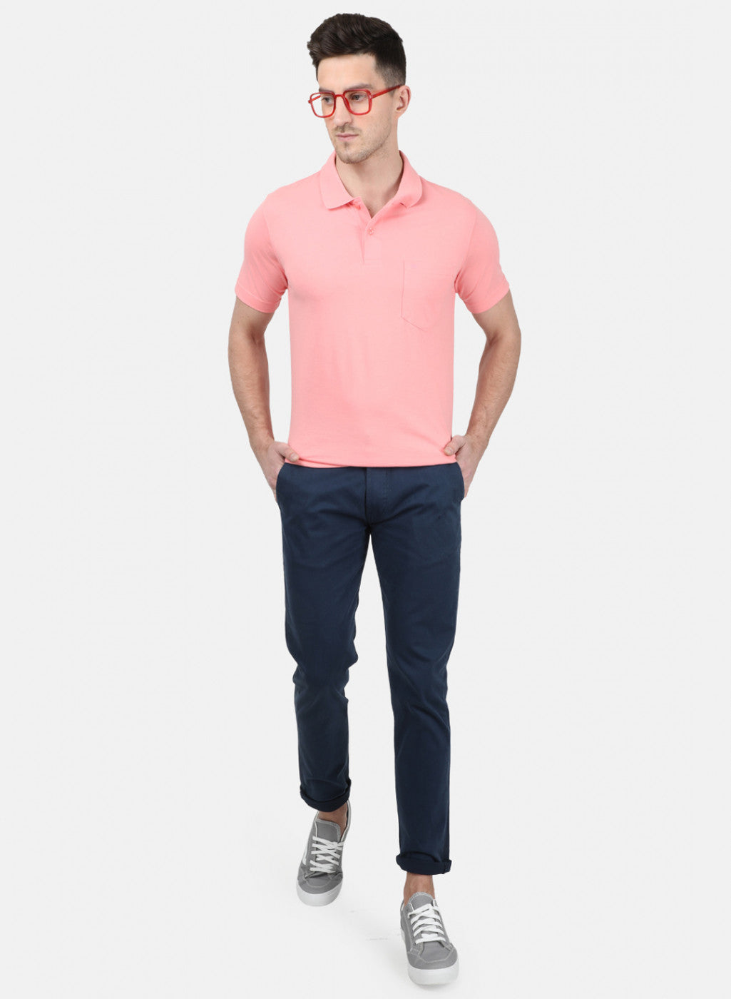 Mens Pink Plain T-Shirt