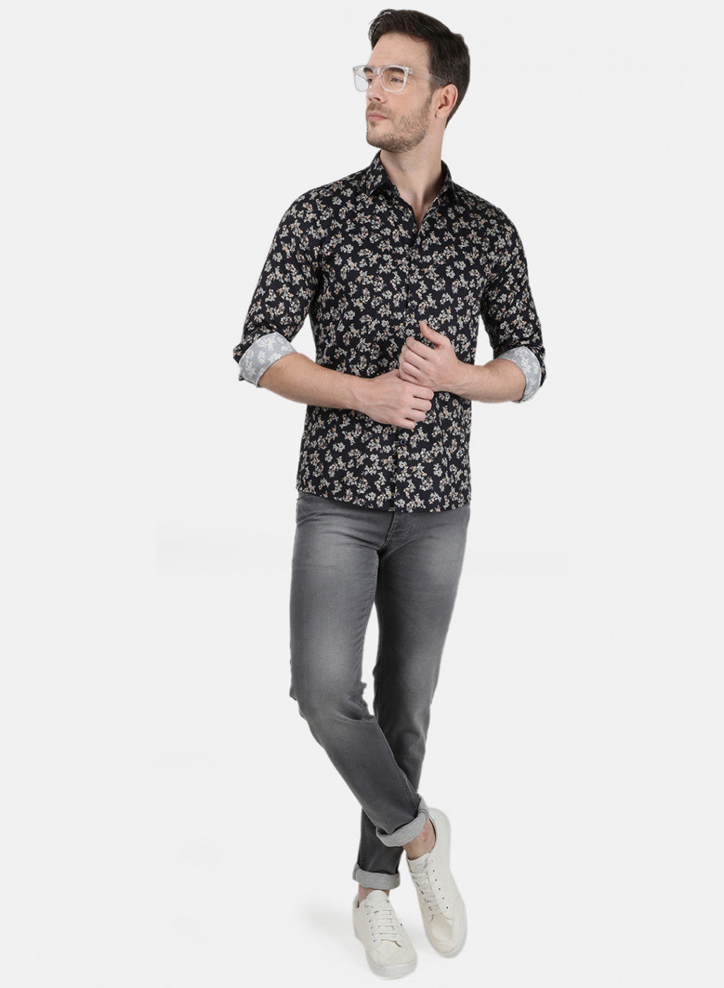 Mens Black Printed Shirt