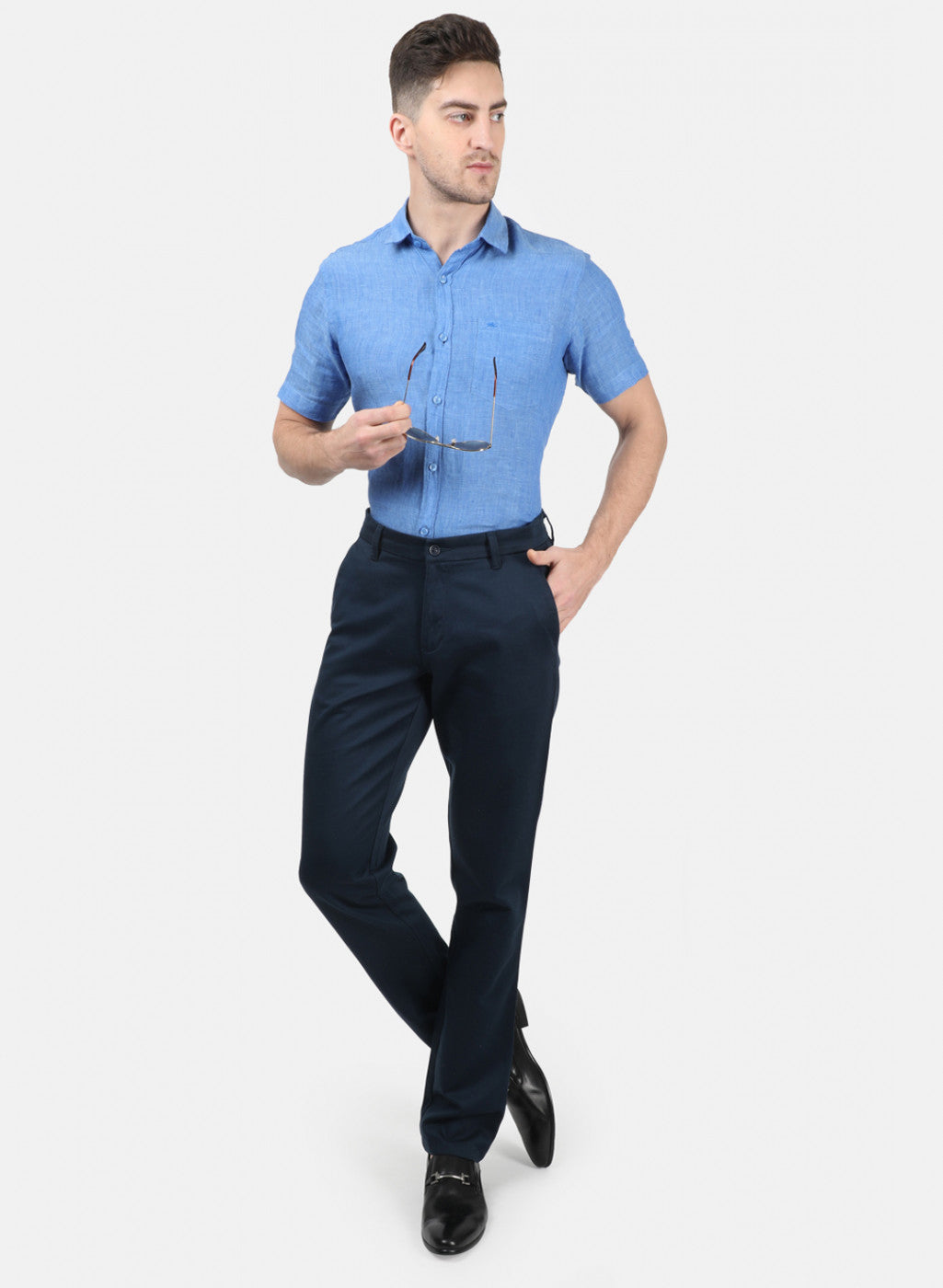 Men NAvy Blue Plain Trousers