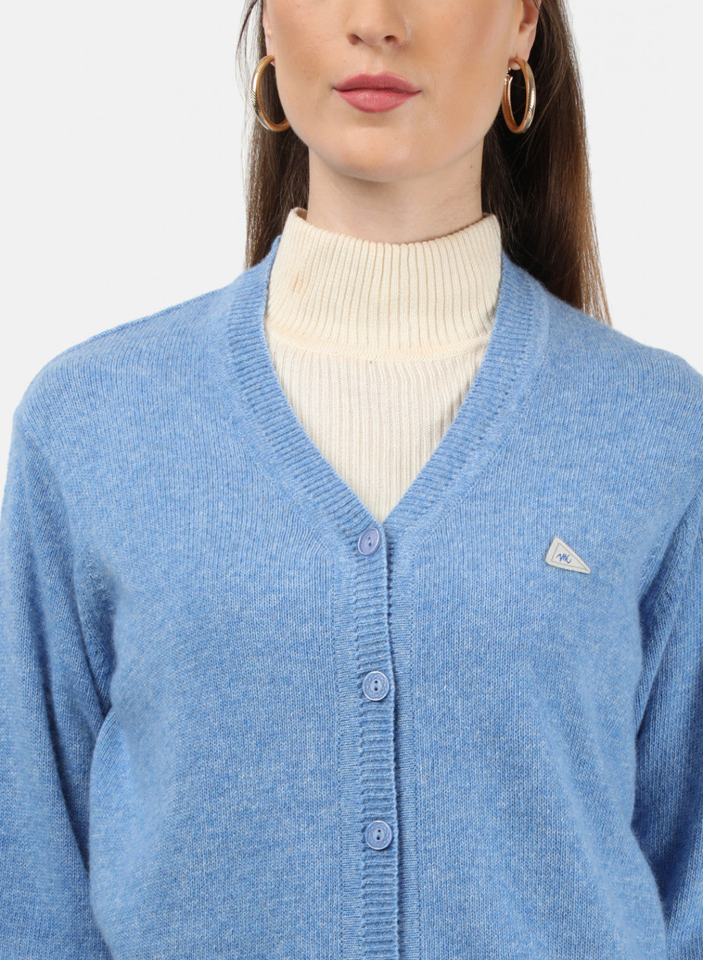 Women Blue Solid Cardigan