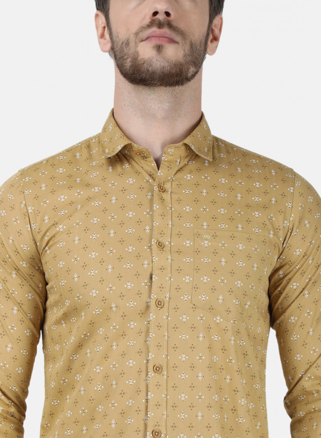 Mens Brown Printed Shirt