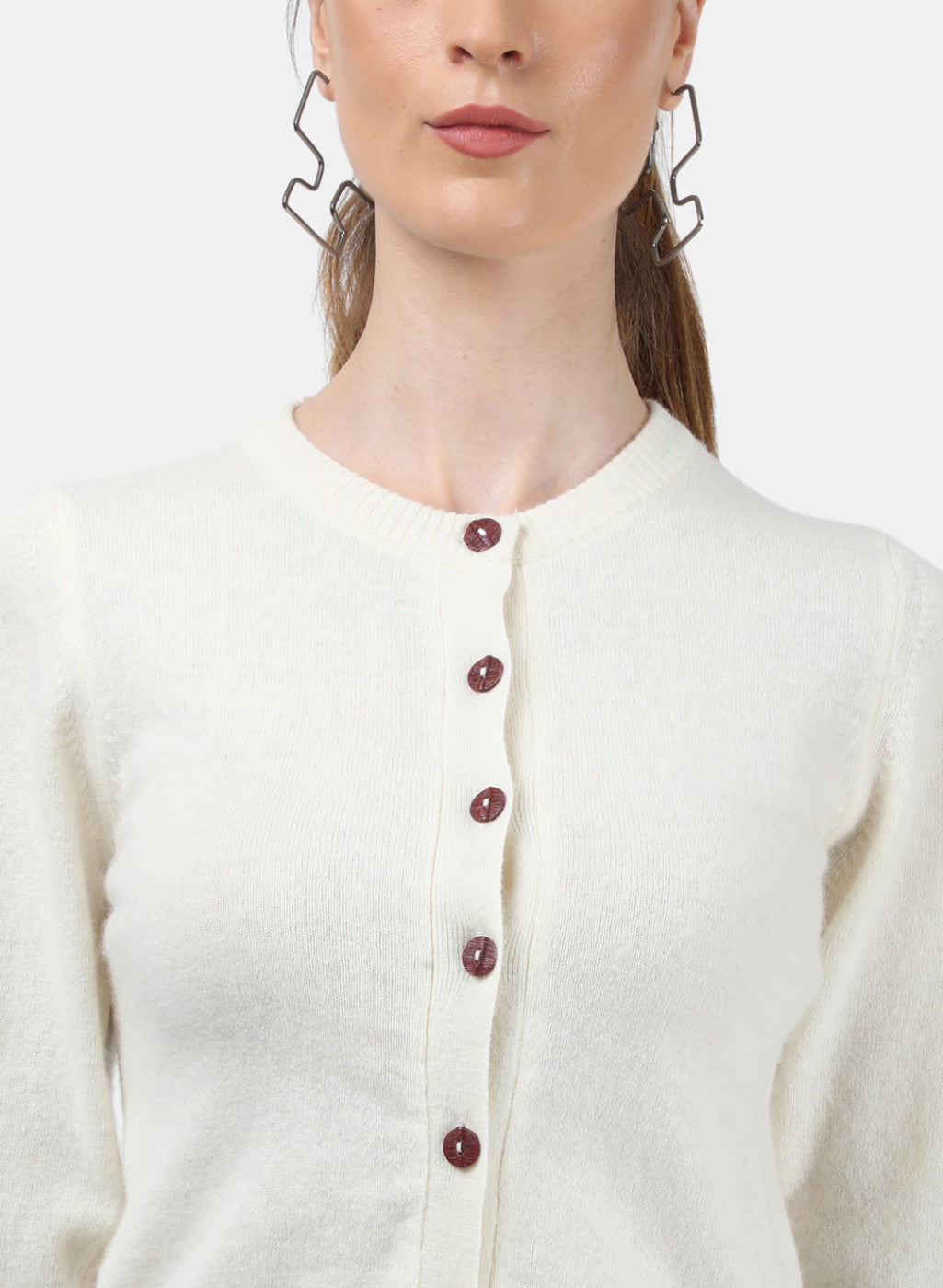 Women White Solid Cardigan