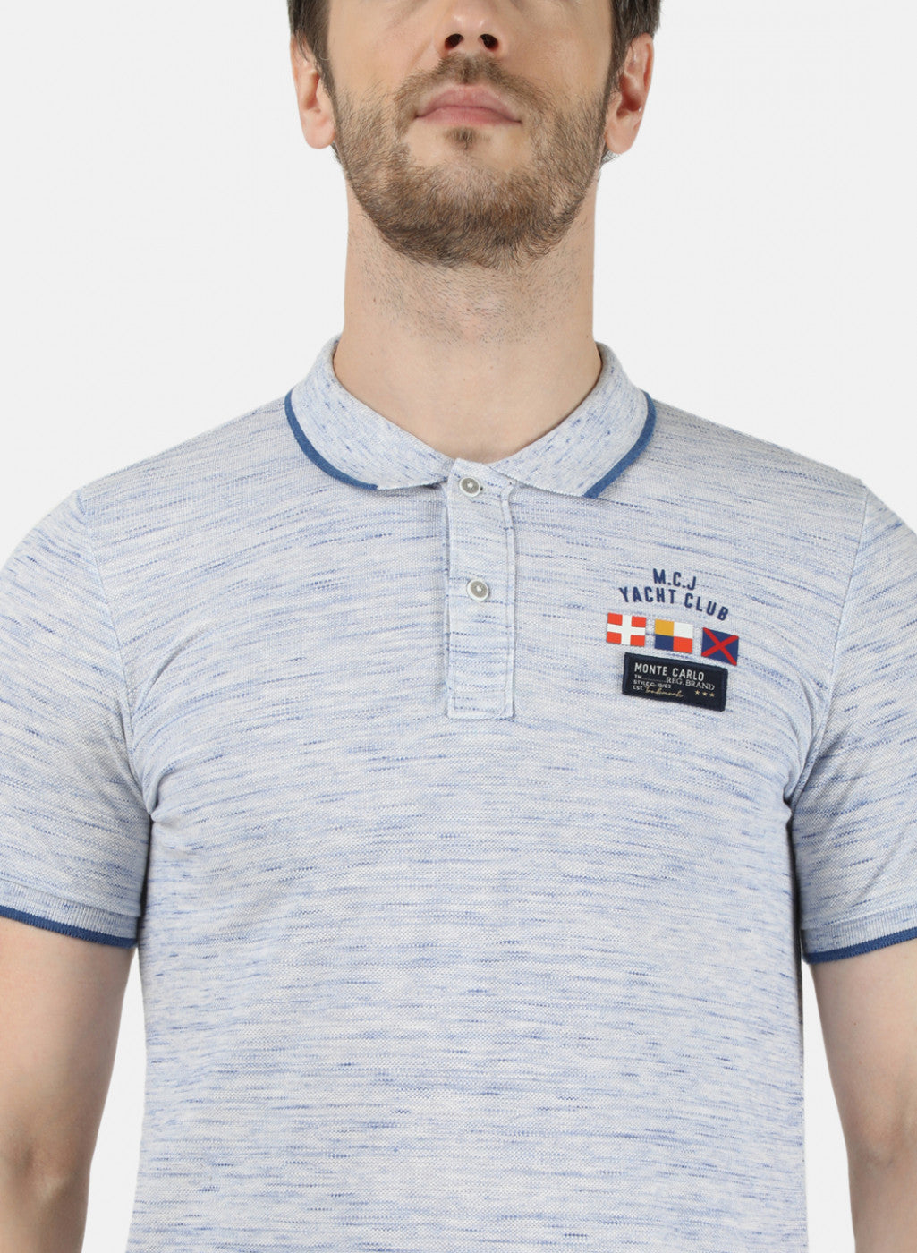 Mens Bluish Grey Printed T-Shirt