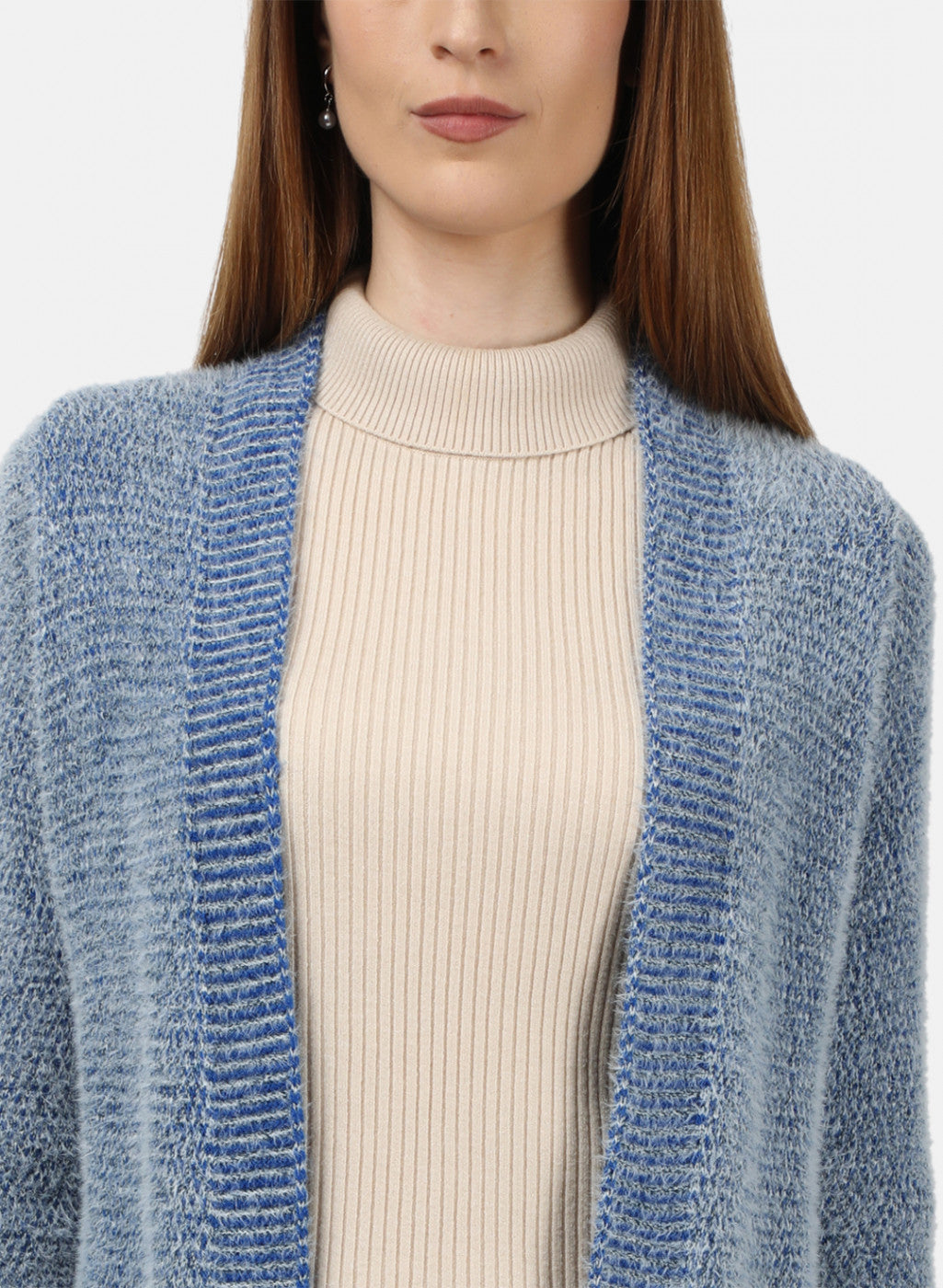 Women Blue Solid Cardigan