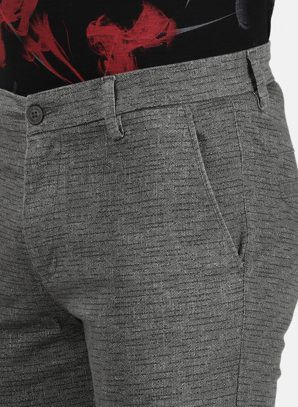 Mens Grey Printed Trousers