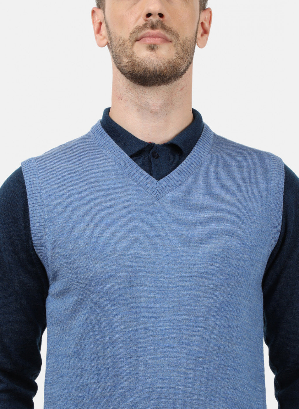 Men Blue Solid Sweater