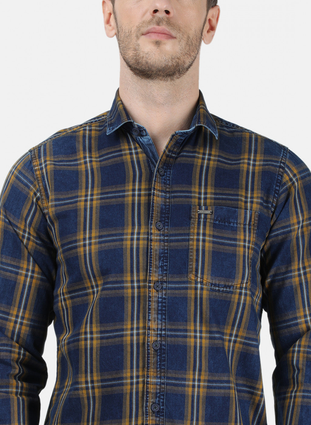 Mens Mustard Check Shirt