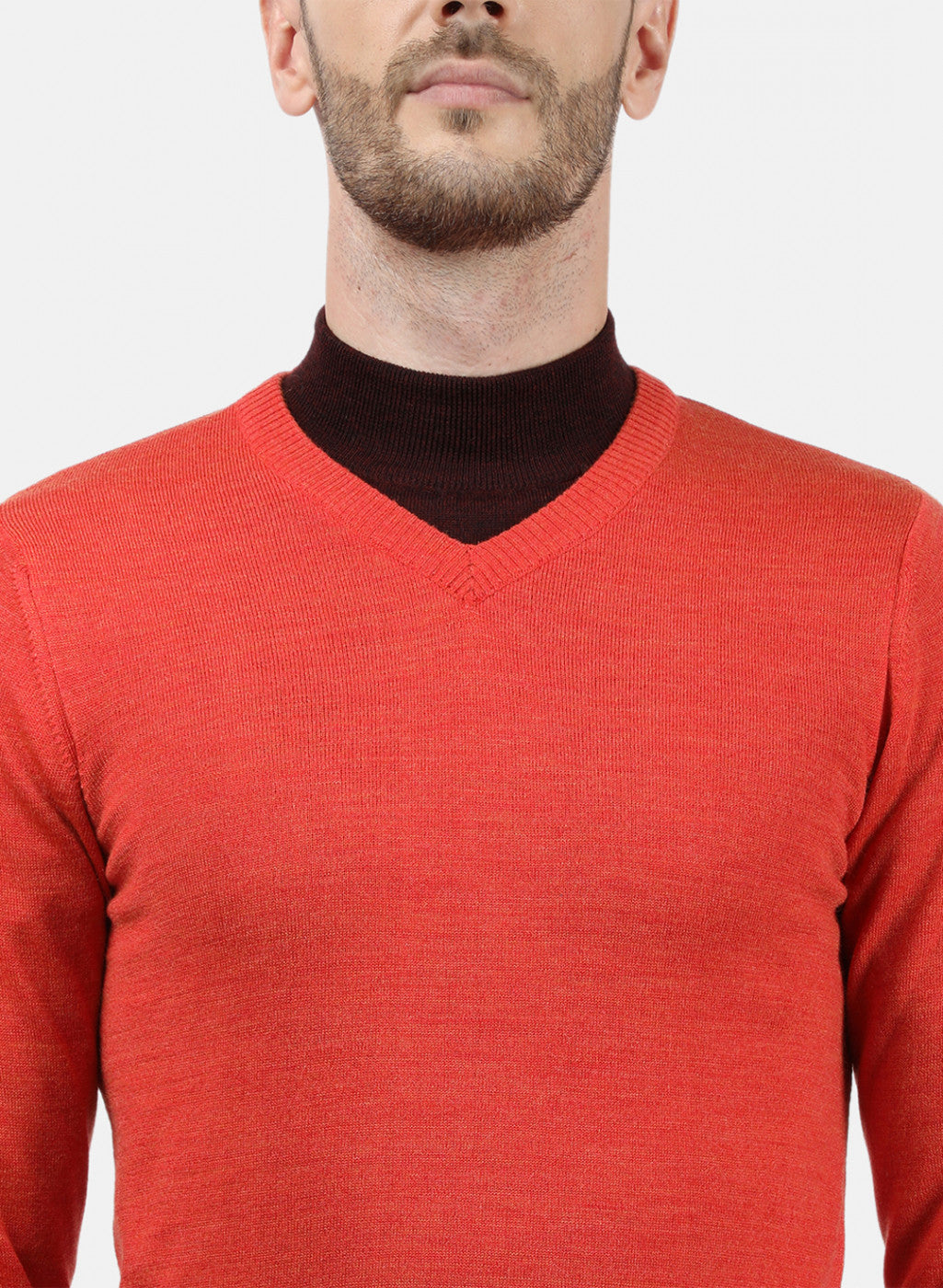 Men Orange Solid Pullover
