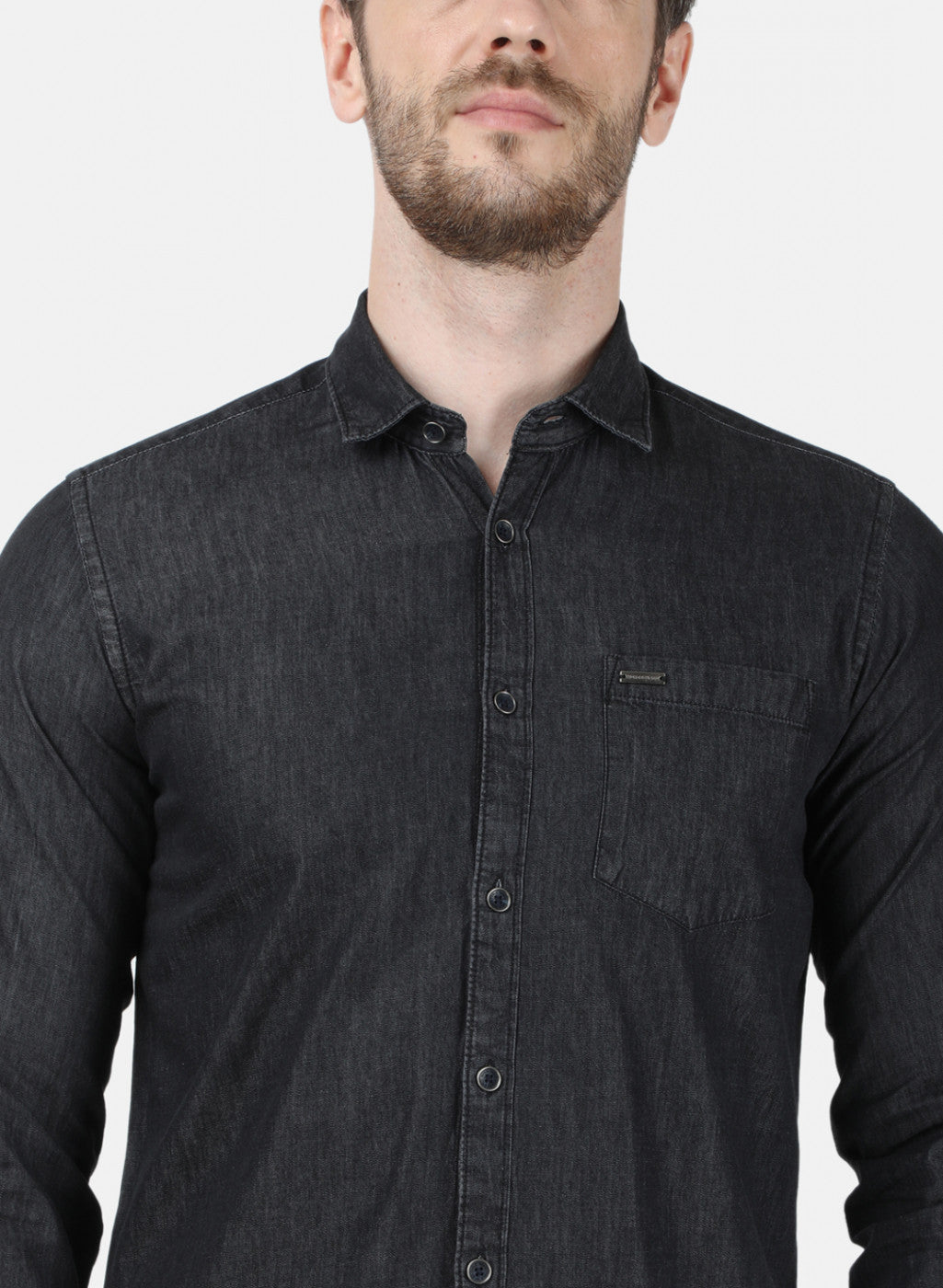 Mens Grey Solid Shirt