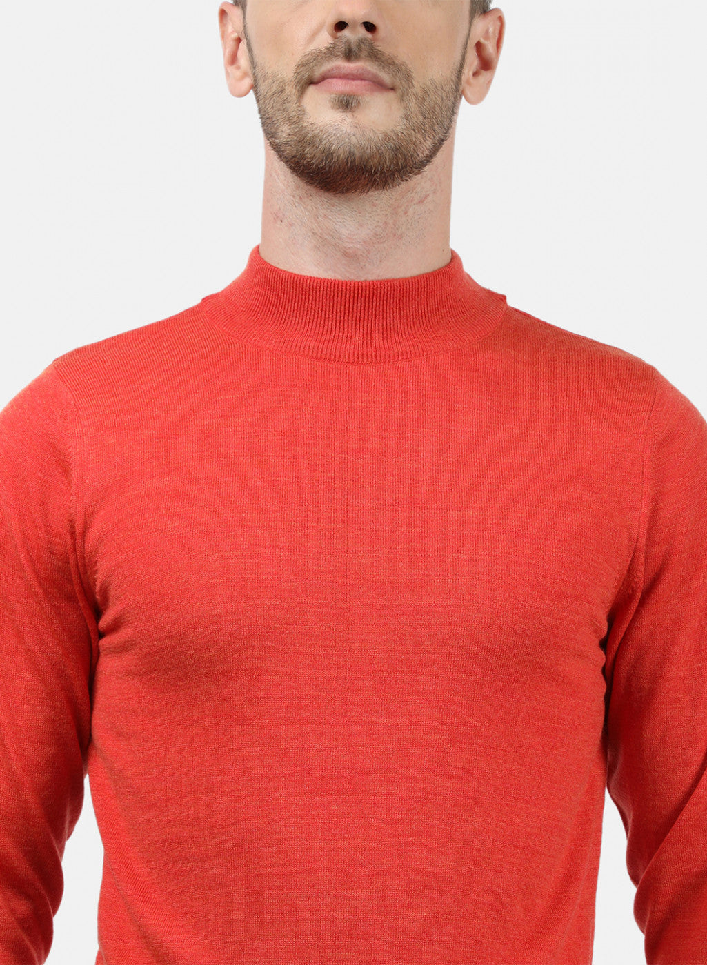Men Orange Solid Pullover