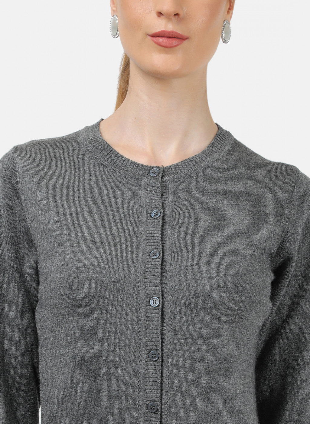 Women Grey Solid Cardigan