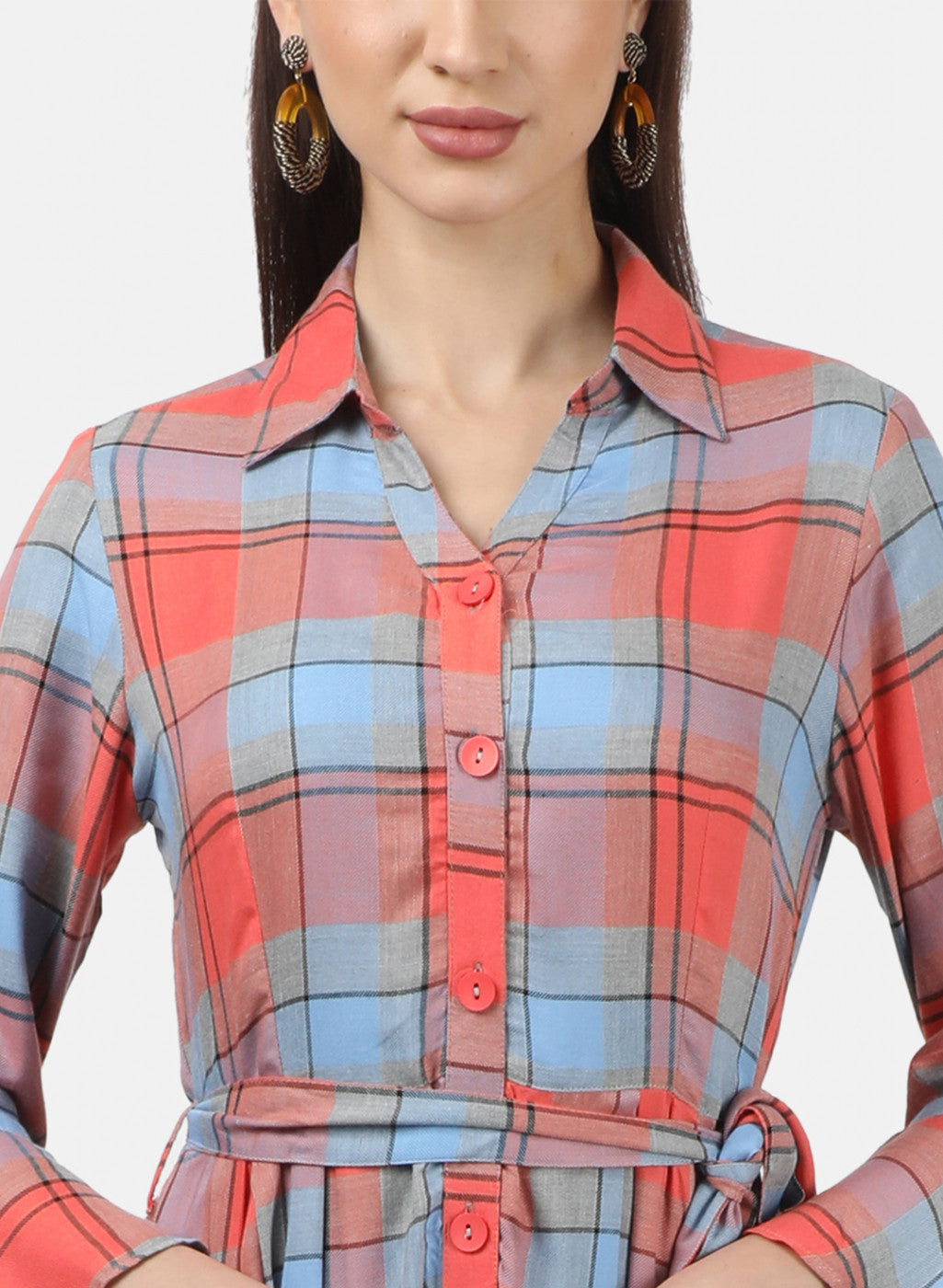 Womens Multi Color Check Dress
