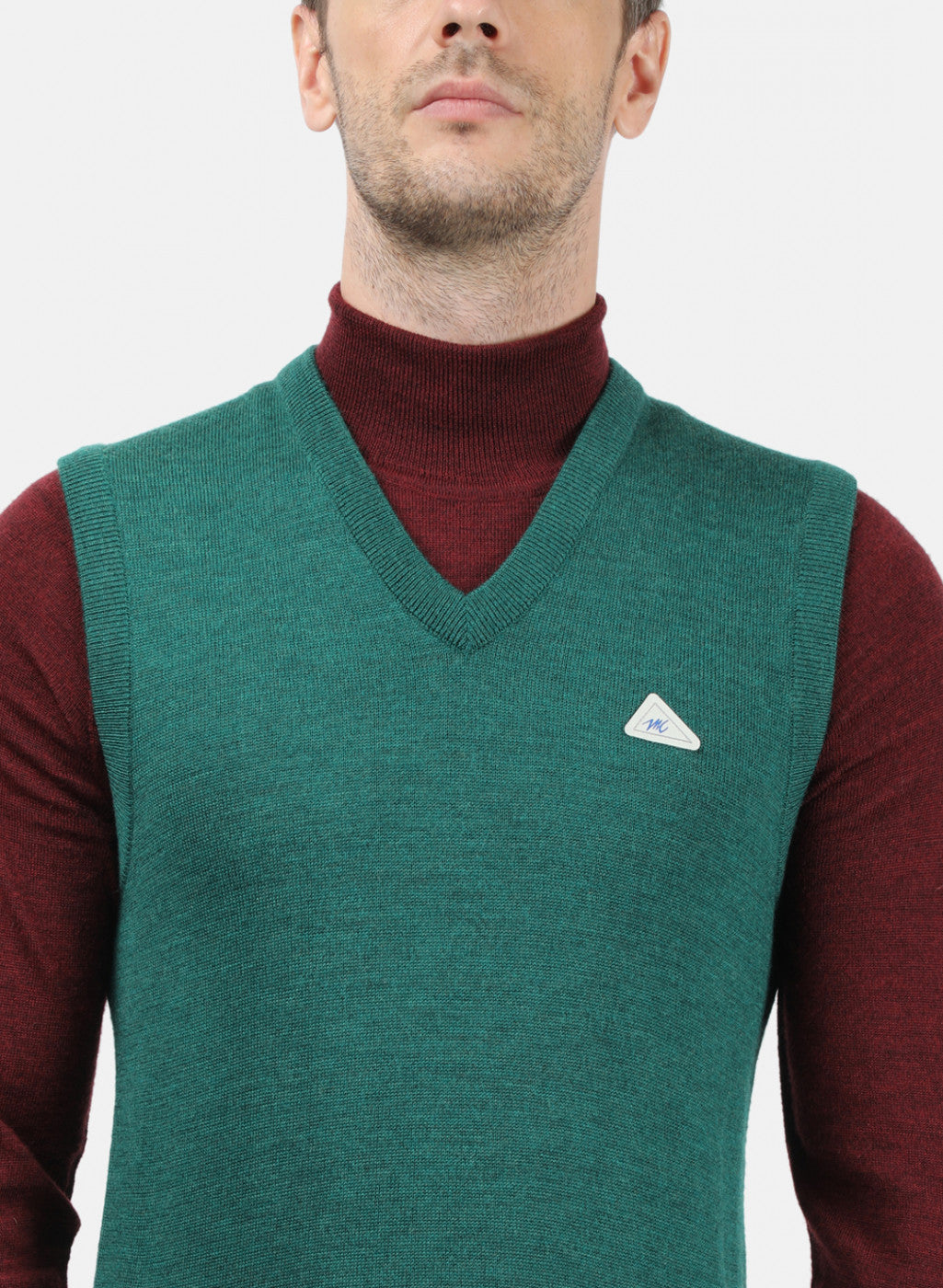 Men Green Solid Sweater